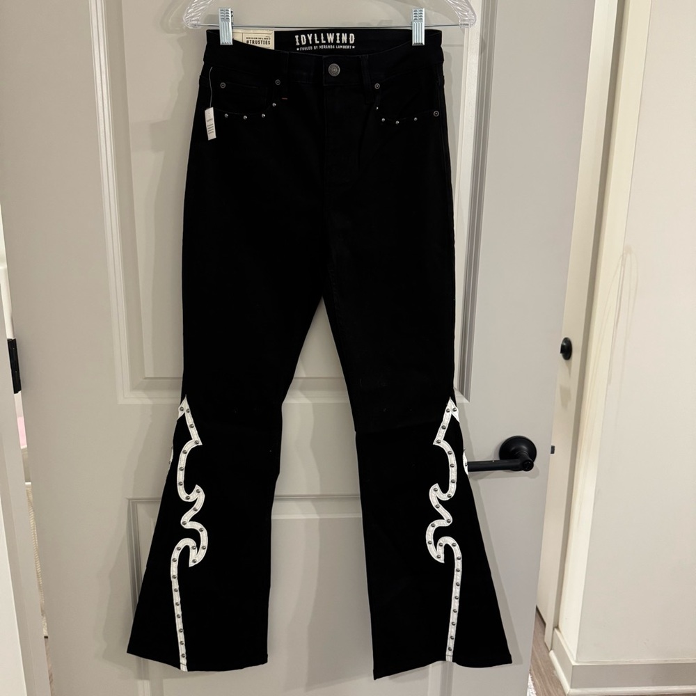 Idyllwind Black Flare Jeans with White Ribbon Detail